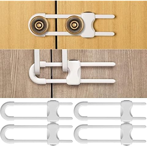 4 Stück Kindersicherung für Schrank,Türsicherung Kinder,Schranksicherung Baby,Kindersicherung Schubladen,Kindersicherung Tür Schubladensicherung ohne Bohren und Schrauben Cover