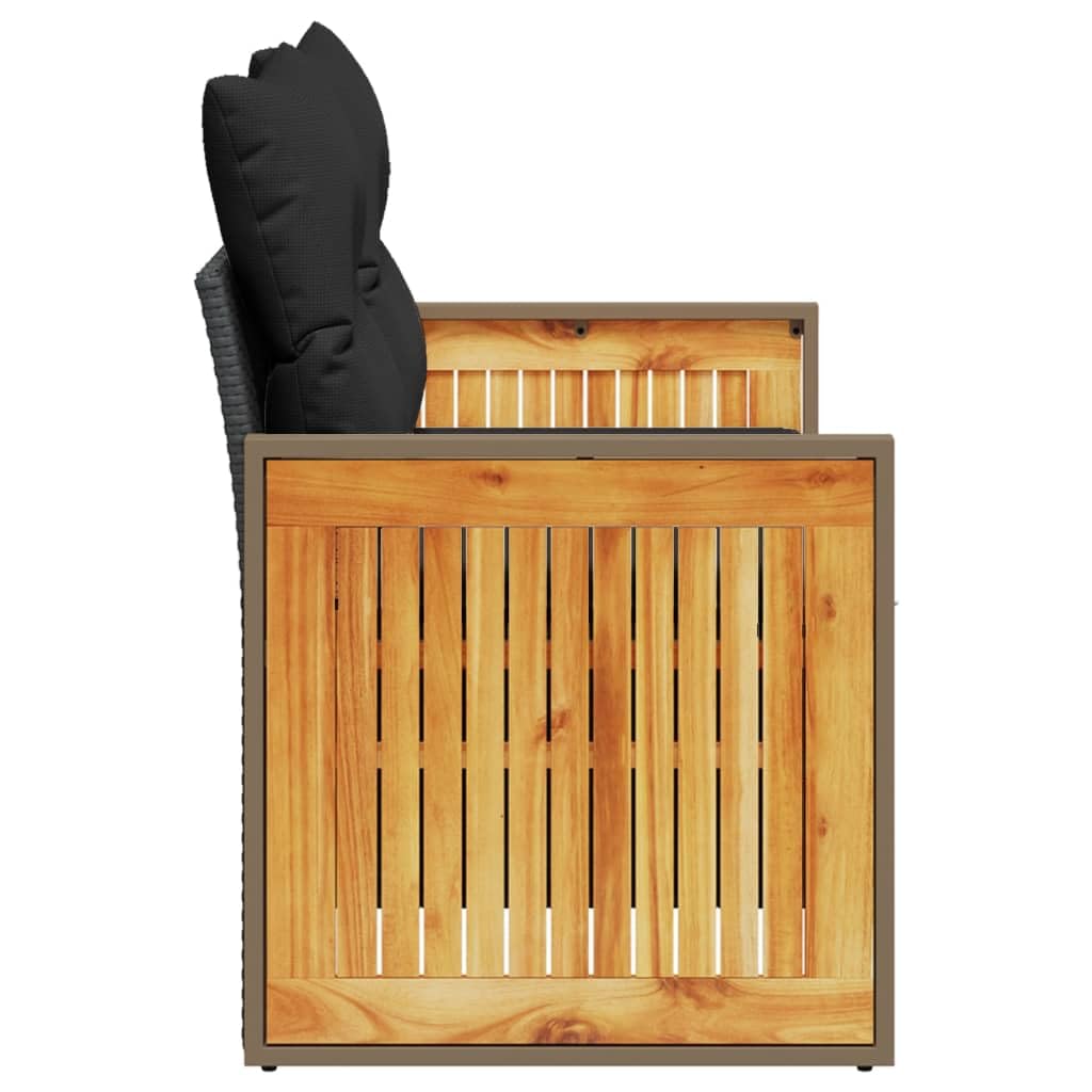 Divano da giardino a 2 posti, nero, in polyrattan con cuscino e schienale, resistente alle intemperie, per balcone, terrazza e giardino d'inverno