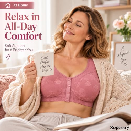Bras for Older Women Pink 40 Full Coverage Soft Comfort Lace Bra - image 2