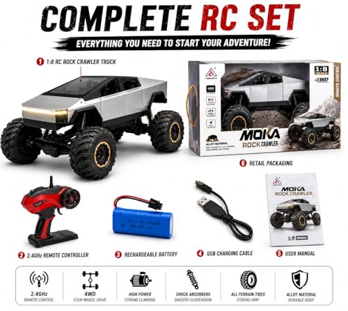 Image of Remote Control Sports Car & Off-Road SUV Toy for Kids, High Speed RC Racing with Wireless Remote, Realistic Lights & Premium Design Gift for Boys Girls (1.8-cybertruck)