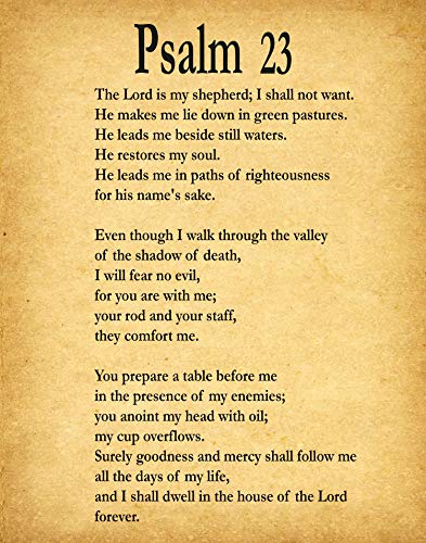 Poster Psaume 23 décoration biblique vintage grand format 46x61 cm