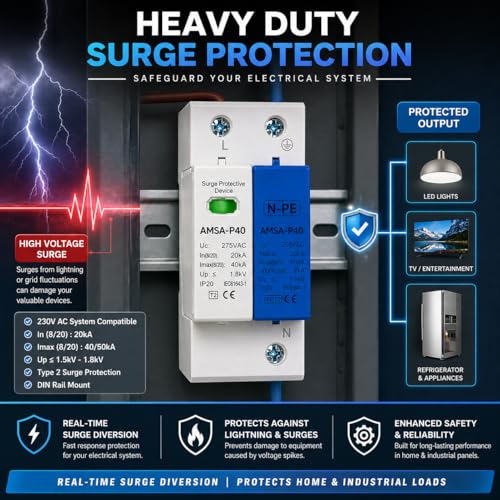 Image of Blackt Electrotech BT74L Volt-Guard AC Surge Arrester - 275V 20KA~50KA Industrial SPD - High-Speed Lightning Protection Module - DIN Rail Mountable Electrical Safety Device