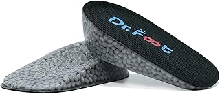 Dr.Foot Height Increase Insoles, Heel Cushion Inserts, Heel Lift Inserts for Leg Length Discrepancies, Black, Large (1.4" Height)