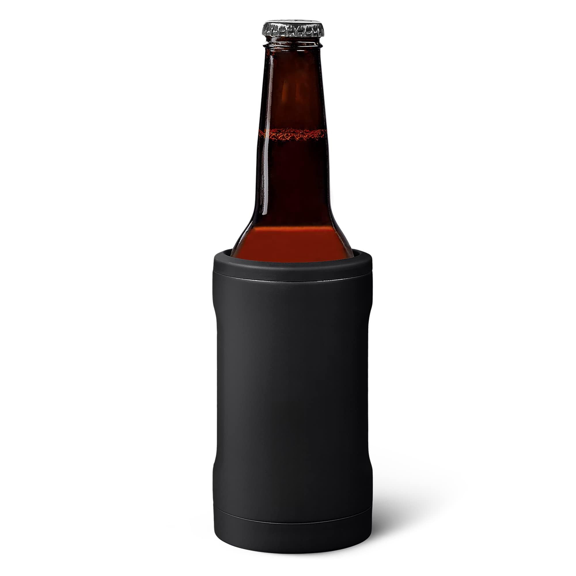 THE WHITE SHOP Insulated Bottle Cooler for Standard 12oz Glass Bottles | Glass Bottle Insulated Stainless Steel Drink Holder for Beer and Soda (Color : Black)