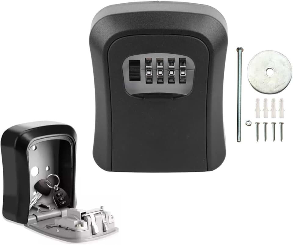 Mini Caixa de Segurança com Senha para Chaves e Cartões, Cofre Portátil, Uso Interno/Externo, à Prova d'Água e Resistente a Impactos