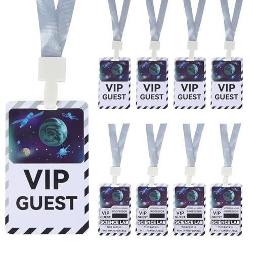 30 Sets Science Name Badge Science Decorations Party Science Lanyards and PVC VIP Pass Cards for Science Lab Decorations Science Party Favors Science Birthday Party Decorations Scientist Accessories