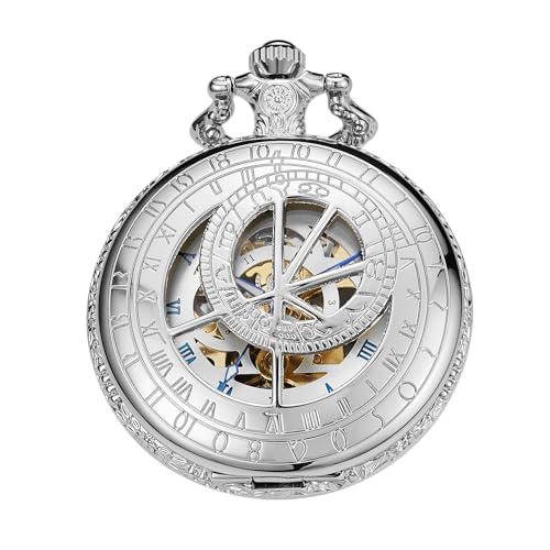Montre de poche mécanique homme Tiong en bronze et cadran transparent