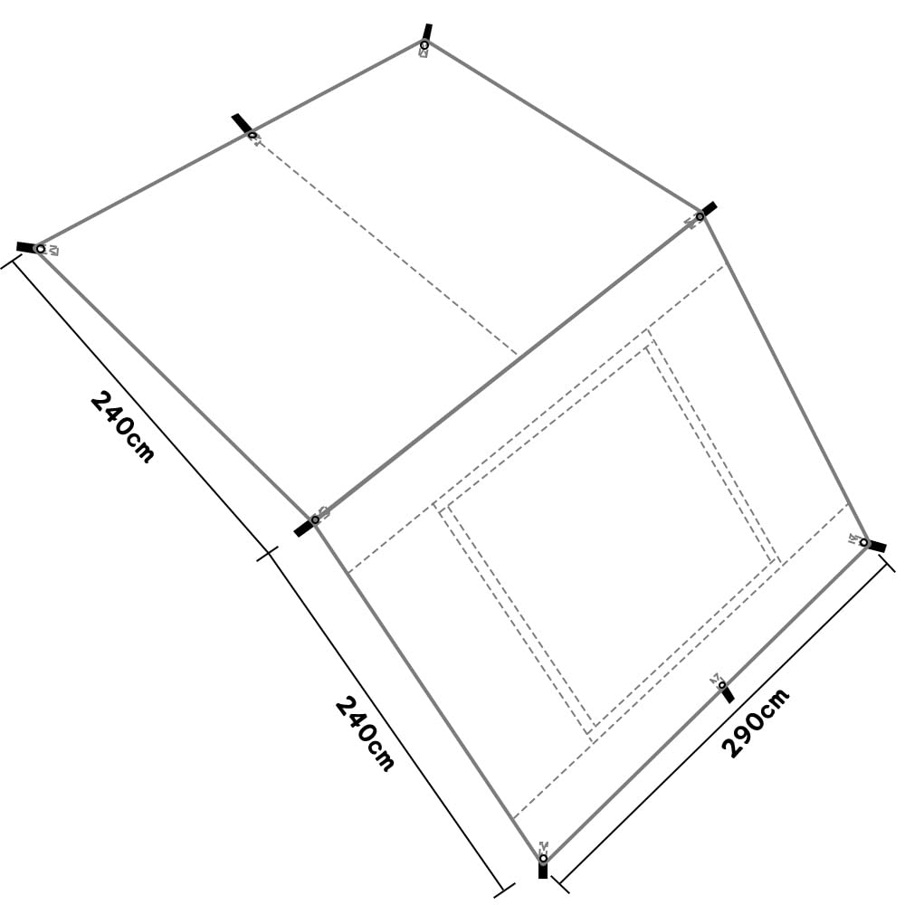 2.9x4.8m Universel Auvent de Voiture Fourgon Léger Facile à Monter Auvent Tarp Résistant à l'eau et au Soleil Store Camping Car (Noir, 3x5m)