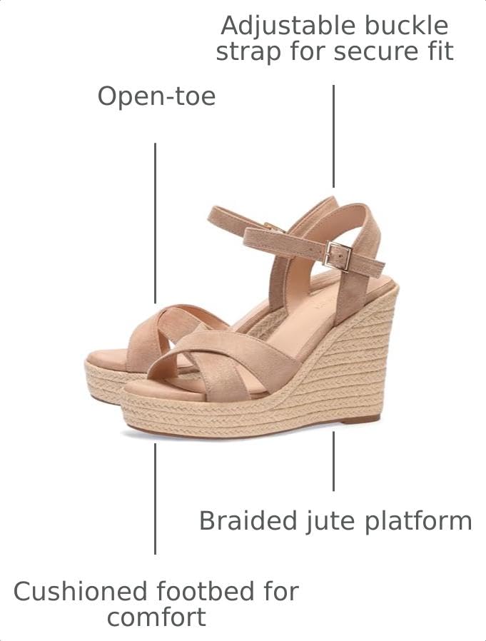 Image of VICKI.VICKI Women's Platform Sandals Wedge Ankle Strap Open Toe Sandals
