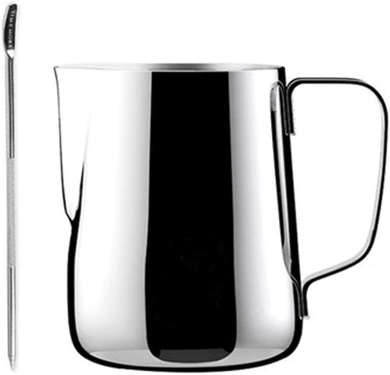 Milk Frothing Pitcher Milk Frother Pitcher with Decorating Art Pen Steaming Espresso for Coffee Latte Art(600ml)
