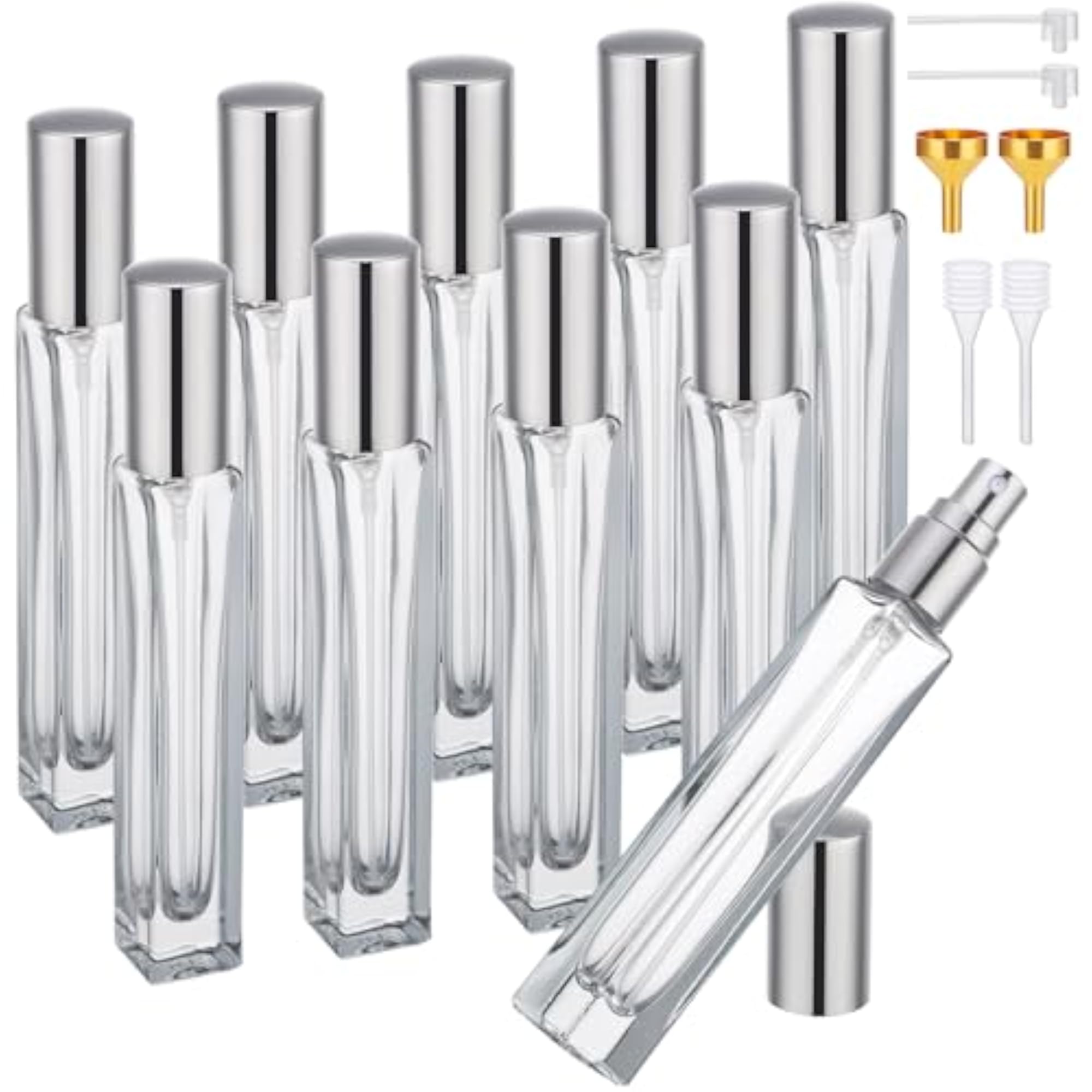 10 Pcs 10ml Refillable Perfume Spray Bottle, Glass Travel Aftershave Dispenser