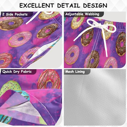 Boys Swimming Shorts, Anti Chafe Swim Trunks for Boys 2 T, Colorful Cartoon Donuts3