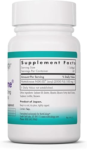 Miniatura 2 de Allergy Research Group NutriCology NattoZyme 100 mg - Supplement to Support Healthy Circulation - Delivers 100 mg Nattokinase NSK-SD from Fermented