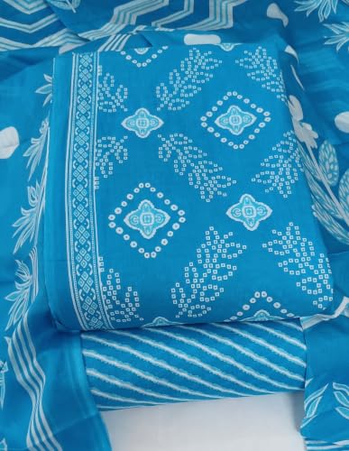 Image of DRAVINAM Trends Women's Premium Cambric Cotton Jaipuri Printed Unstitched Salwar Suit Dress Material with Mulmul Cotton Dupatta
