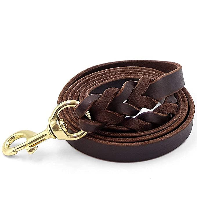 RvPaws Dog Training Leash Braided Leather Strap Leash Lead Durable Dog Slip Lead with Brass Hook Show Leash (Brown, 6 Ft) (B0C3DG1SNQ) Amazon Price History, Amazon Price Tracker
