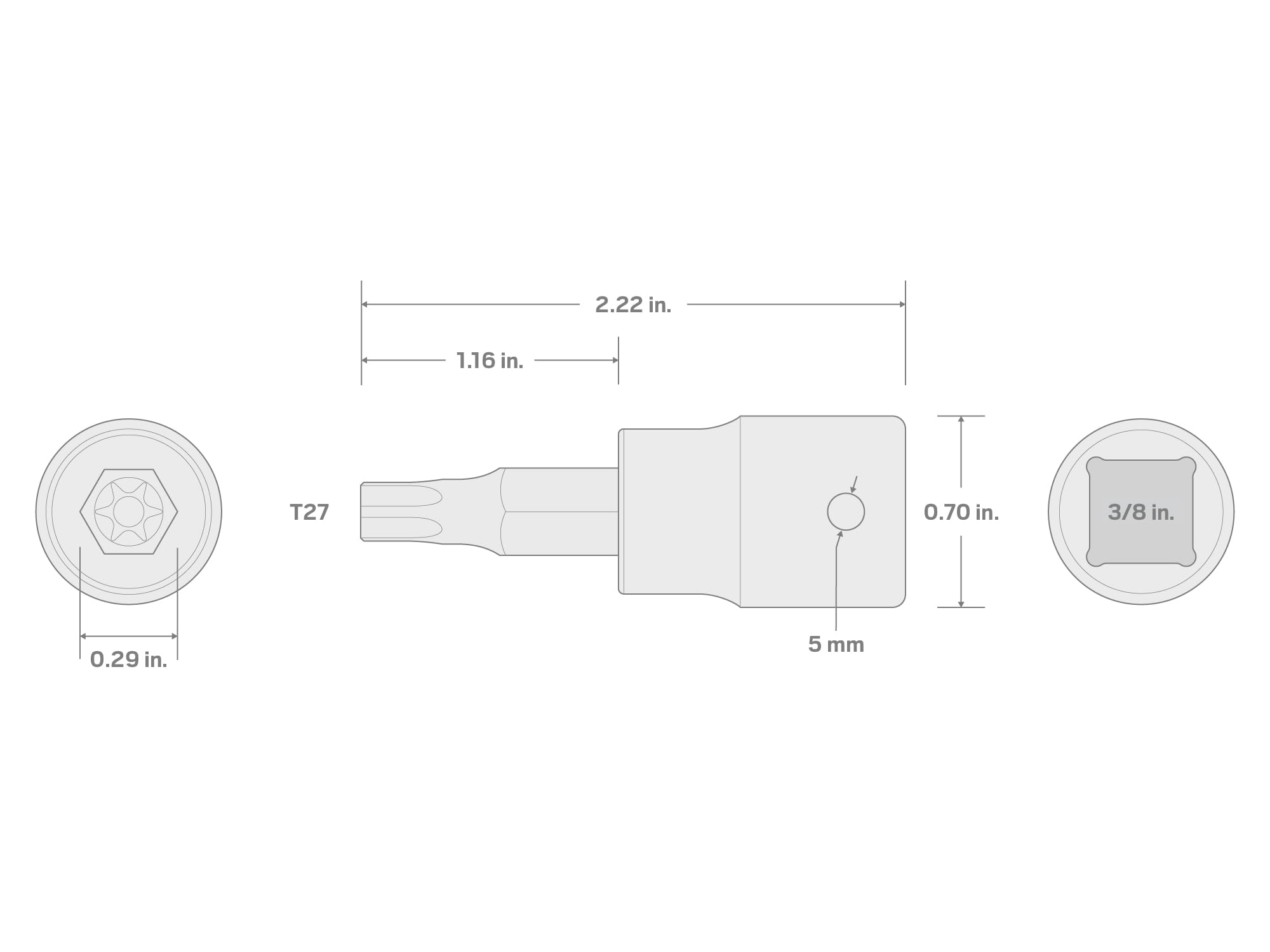 TEKTON Napęd 3/8 cala x gniazdo udarowe T27 Torx Bit | SIB14227