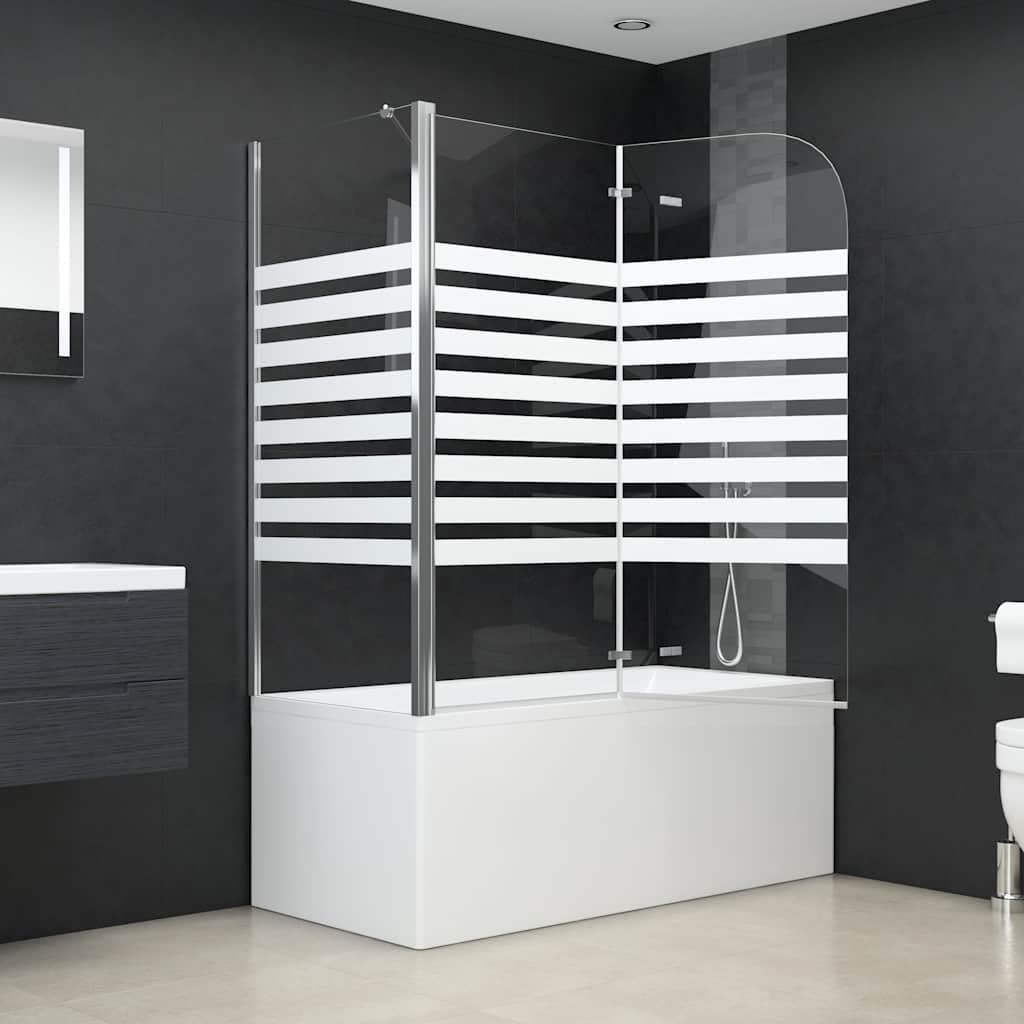 Parete doccia 120x67x129 cm in vetro temperato con telaio in alluminio, box doccia pieghevole, argento