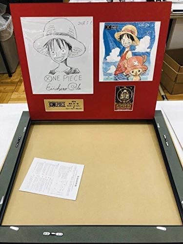 Amazon 尾田栄一郎 One Piece 直筆サイン色紙 モンキー D ルフィ チョッパー 高級額装 金プレート シルバー 新品セット アイドル 芸能人グッズ 通販