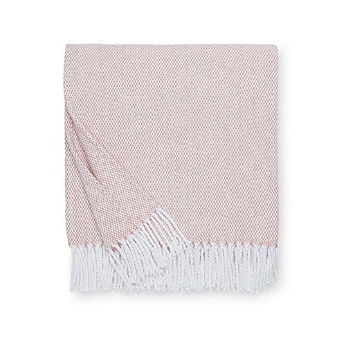 Sferra Terzo 100% Brushed Cotton Throw - Apricot/White