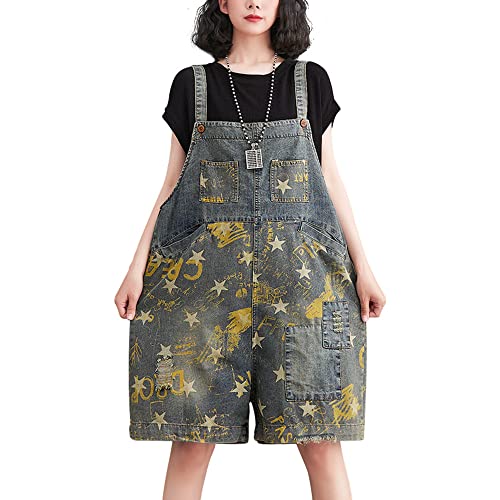 Salopette short en jean grande taille pour femme combishort décontracté d'été en denim léger