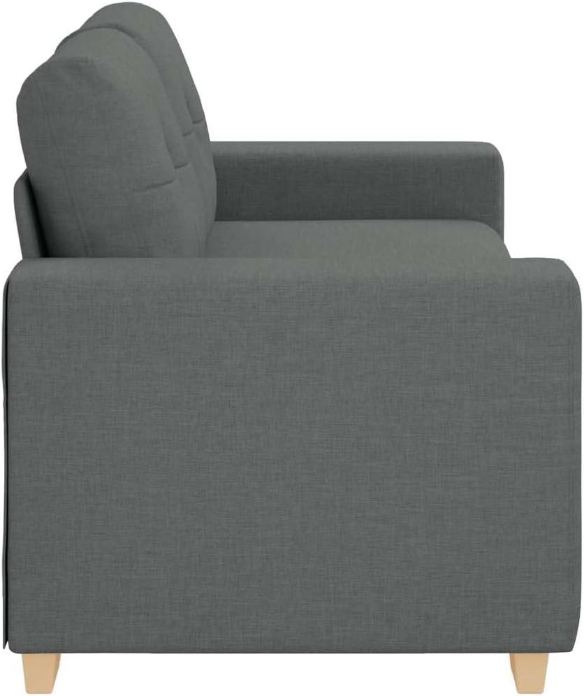 Loveseat Sofa Dark Grey Polyester Fabric Living Room Furniture