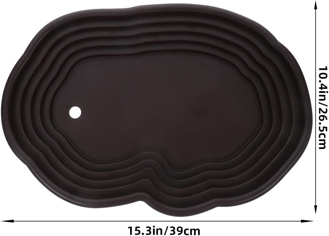 Kisangel Large Turtle Bathing Pool with Ramp 15.35X10.43X1.77In Reptile Water Bowl Tortoise Habitat Accessory for Bearded Dragon Gecko Snake Lizard