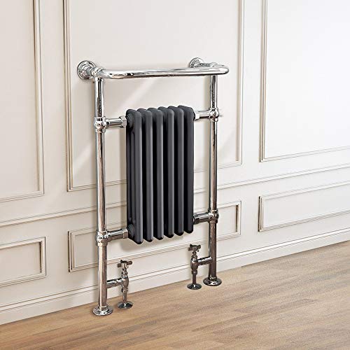 Warmehaus Traditional Victorian 952 x 568mm Chrome & Grey Towel Rail Radiator