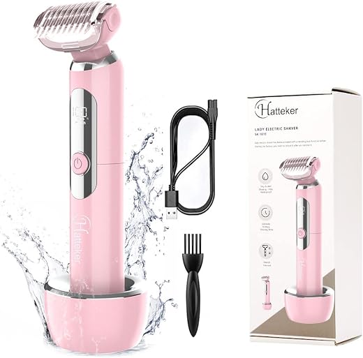 Hatteker Electric Lady Shaver Razor Wet and Dry Waterproof Bikini Trimmer for Women Rechargeable Legs Underarms Public Hai...
