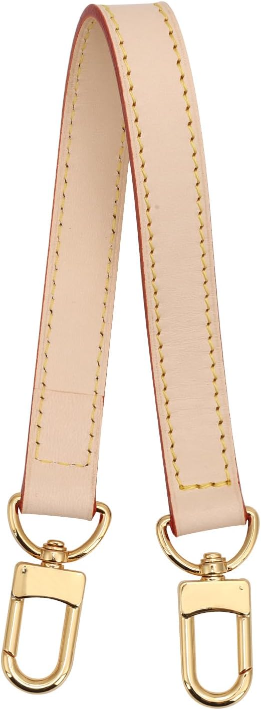 Vachetta Leather Purse Strap Replacement for Shoulder Bag, Genuine Cowhide Leather Short Straps for Purses, Handbags, Fit for LV Noe Bucket Bag - Natural, Length 14 Inch, Width 2 cm