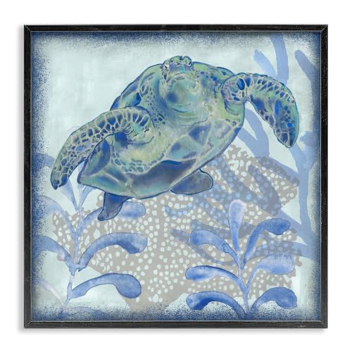 'Vivid Tortoise Layered Aquatic Plants'| Framed Giclee Art