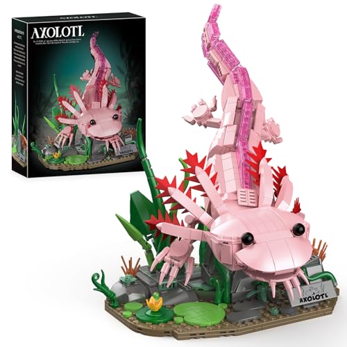 Vziimo Axolotl Building Set, Axolotl Toy Animal Building Blocks with Plants, Animals Display Model Kit, Gifts for Adults Teens Age 14+ (998 PCS)