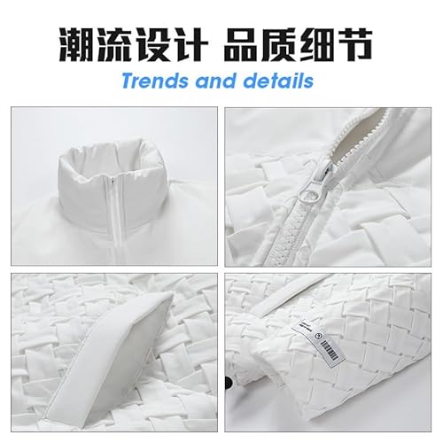 BoShiNuo Jaqueta masculina moderna grossa de inverno para casais, design simples sem chapéu, Preto,