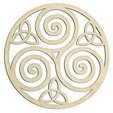 トリスケルノットアートワーク - ケルトの木製のシンボル、トリプルらせんスパイラル装飾、アイルランドの神聖な幾何学飾り|家庭瞑想のための精神的なエネルギーを備えた古代の文化デザインヨガルームの装飾