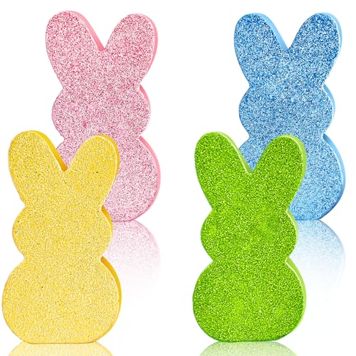 Decoración de Pascua de conejos de madera Jremreo set de 4 centros de mesa 2