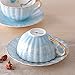 Jusalpha® Porcelain Tea Cup and Saucer Coffee Cup Set with Saucer and Spoon FD-TCS04 (Set of 6, Blue)