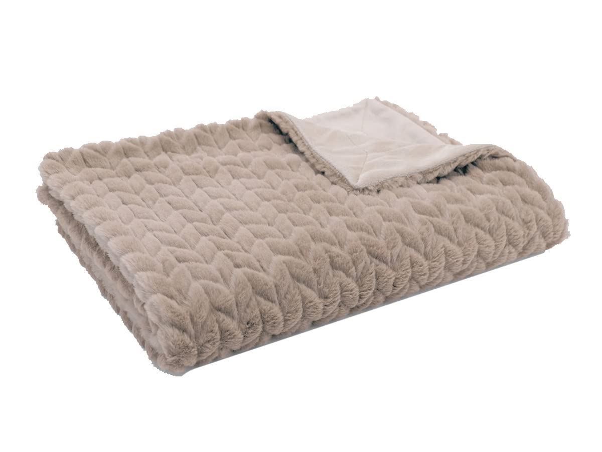 Plaid Chevron Taupe Amadeus 130x170 cm Couverture Douce