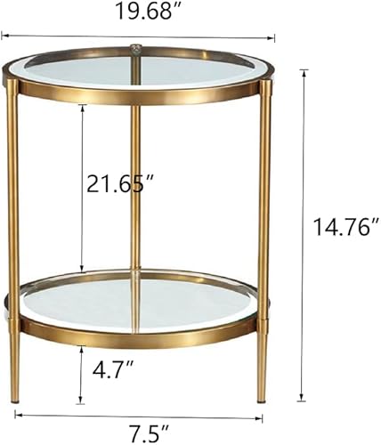 Miniatura 16 de Mesa de centro rectangular de cristal, mesa central de 2 niveles, mesa de café moderna para sala de estar, 43.3 x 23.62 pulgadas, color dorado