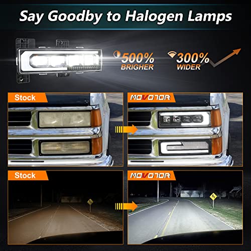Movotor Led Headlight Assembly Replacement 500% Bright Anti-Glare Headlights With Welcome Drl Turn Signal Lights Compatible With 1988-1998 Chevy Gmc C/K 1500 2500 3500 Suburban Silverado Tahoe Yukon #TOP3