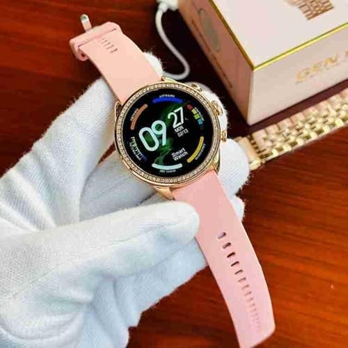 esportic-Luxury-Gen-9-Diamond-Edition-Smartwatch-100-Sports-Mode-Bluetooth-40-Android-50-IOS90-Waterproof-IPX67-Fitness-Sync-up-with-The-DailyFit-app-Rose-Gold-Strap-Pink-Strap-Free-Size