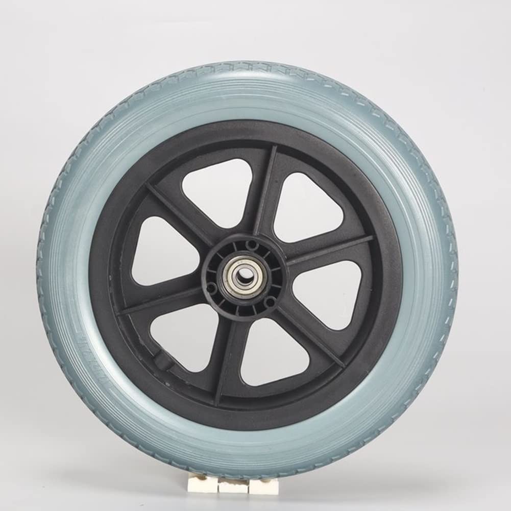 12 1/2×2 1/4, Accesorios para Ruedas Traseras de Repuesto para Silla de Ruedas Manual 12 Pulgadas, Rueda Maciza No Neumática, Rodamiento 12mm(1/2inch), 1 Par, Gris