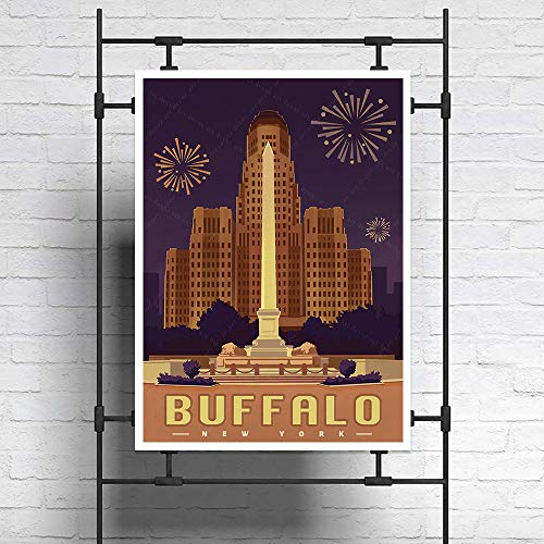 Xtvin Usa New York Buffalo America Vintage Travel Poster Art Print Canvas Painting Home Decoration Gift（12X18Inch） #TOP6