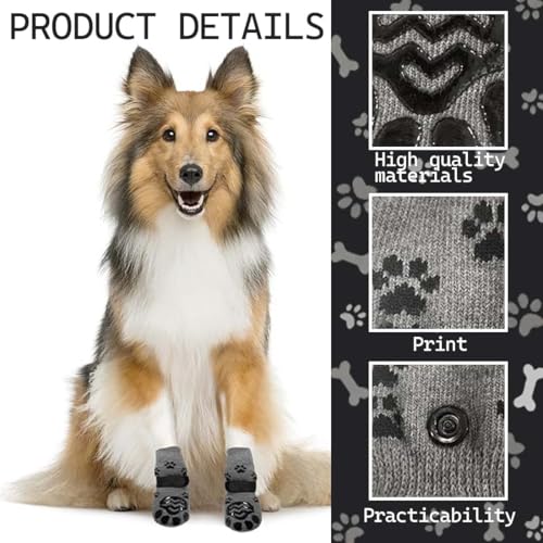 2 Paar Hundesocken, Anti-Rutsch Hundesocken, Anti-Leck-Socken, geeignet für kleine und mittelgroße Hunde mit einem Gewicht von 5–10 kg (Größe S, Grau)
