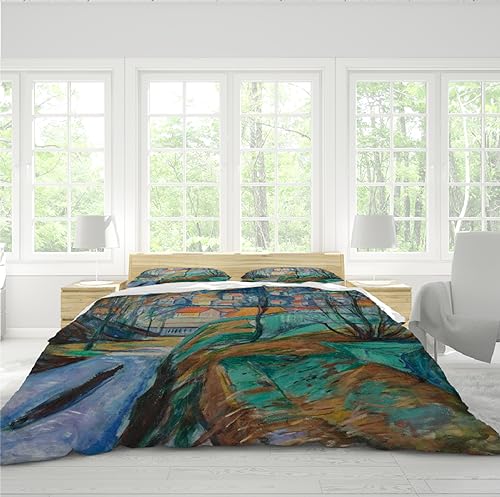 Housse de couette haut de gamme peinture Edvard Munch en literie 3 pièces - 4