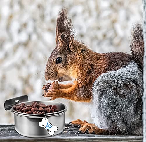 Image of Bird Feeding Dish Cups, Parrot Food Bowl Clamp & Hook Holder Stainless Steel Coop Cup Bird Cage Water Bowl Small Animals,Birds,Parrots, Pigeons, Hamsters,Guinea Pig (Pack of 2)