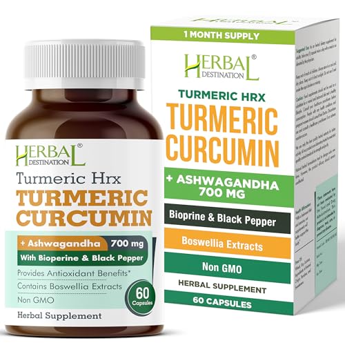 Turmeric Supplement Hrx- Immune Supplement, Metabolism Booster Joint Support Supplement with Turmeric Curcumin, Boswellia, Curcuma & Black Pepper Extract - 60 Capsules