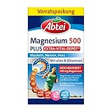 Abtei Magnesium 500 Plus Extra-Vital-Depot - hochdosiert - mit allen B-Vitaminen - für Muskeln, Nerven und Herz - laborgeprüft, vegan - 126 Tabletten