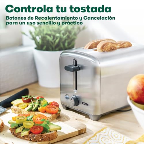 bella tostadora de 2 rebanadas con ranuras extraanchas y compartimento extraíble para migas. 6 niveles de dorado, apagado automático y función de calentamiento. Para tostar pan, bagel y gofres. - imagen 5