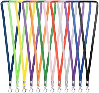12 pcs Lanyards for Neck, Colourful Neck Strap Lanyard Office Lanyard Badge Lanyards for Keys Name Tags ID Card Badge Holders