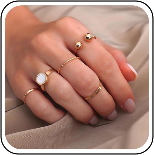 Boho Knuckle Rings Gold Finger Rings Set Stacking Retro Joint Rings Vintage Midi Rings 5 Piece Set for Women