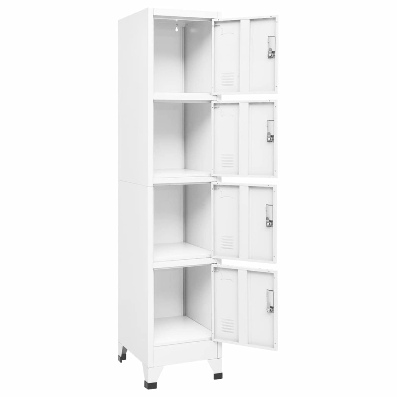 Armario Metálico Taquilla Vestuario 4 Puertas con Cerradura Blanco 38x45x180 cm